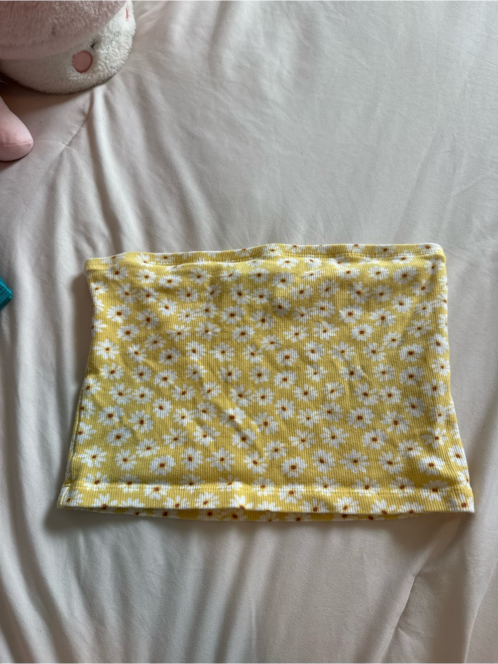 Forever 21 Yellow Daisy Ribbed Tube Top